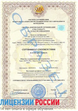 Образец сертификата соответствия Воскресенское Сертификат ISO 50001